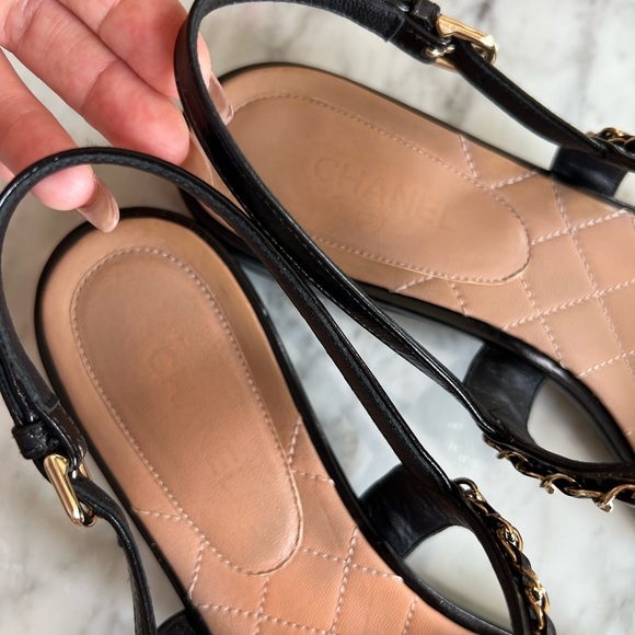Authentic CHANEL CHAIN Gold strap sandals Rare💝 - Picture 11 of 15